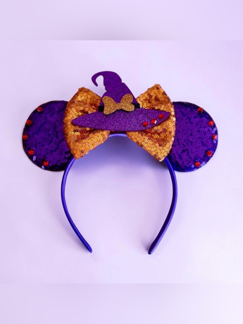 Purple & Gold Sequin Witch Ear Headband for Kids